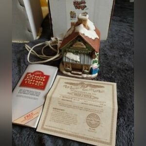 Vintage Lighted Village Post Office with Deed Geo Lefton